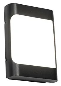 Design kültéri fali lámpa fekete LED-del IP44 szürkületi érzékelővel - Khuvan