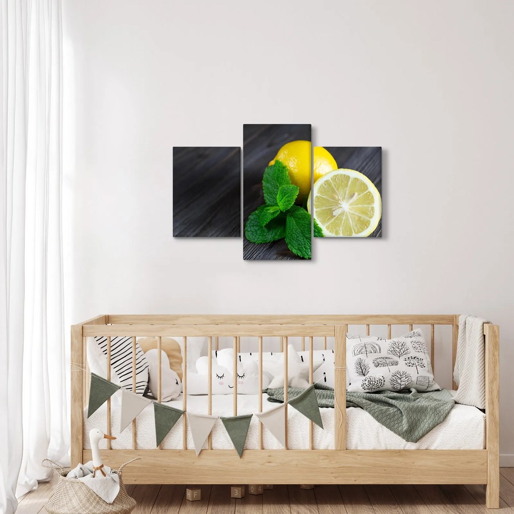 Citrom és a menta az asztalon képe (90x60 cm)