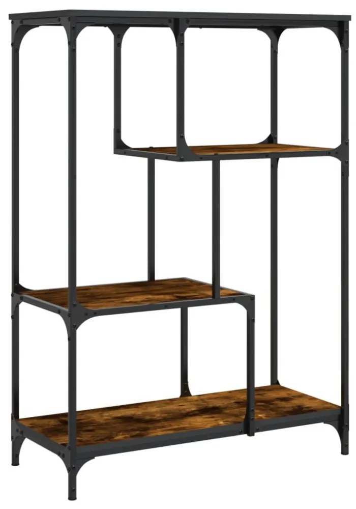 füstös tölgy szerelt fa és acél könyvespolc 81x36x115 cm