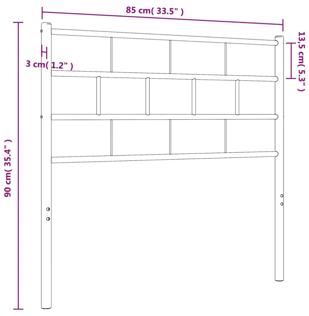fekete fém fejtámla 80 cm