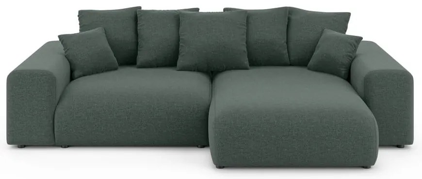 Sötétzöld kinyitható tárolóhelyes sarokkanapé (variálható sarok) Luma – Ropez