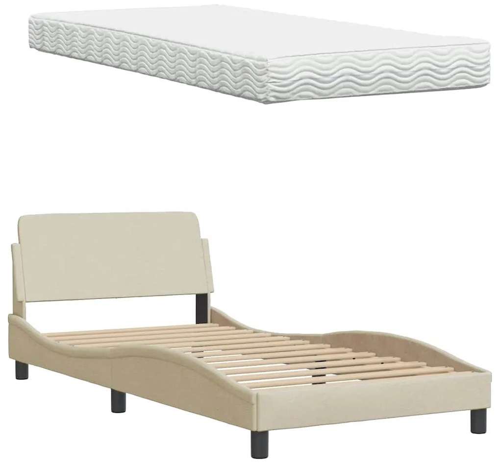 krém szövet ágy matraccal Hanko 100x200 cm