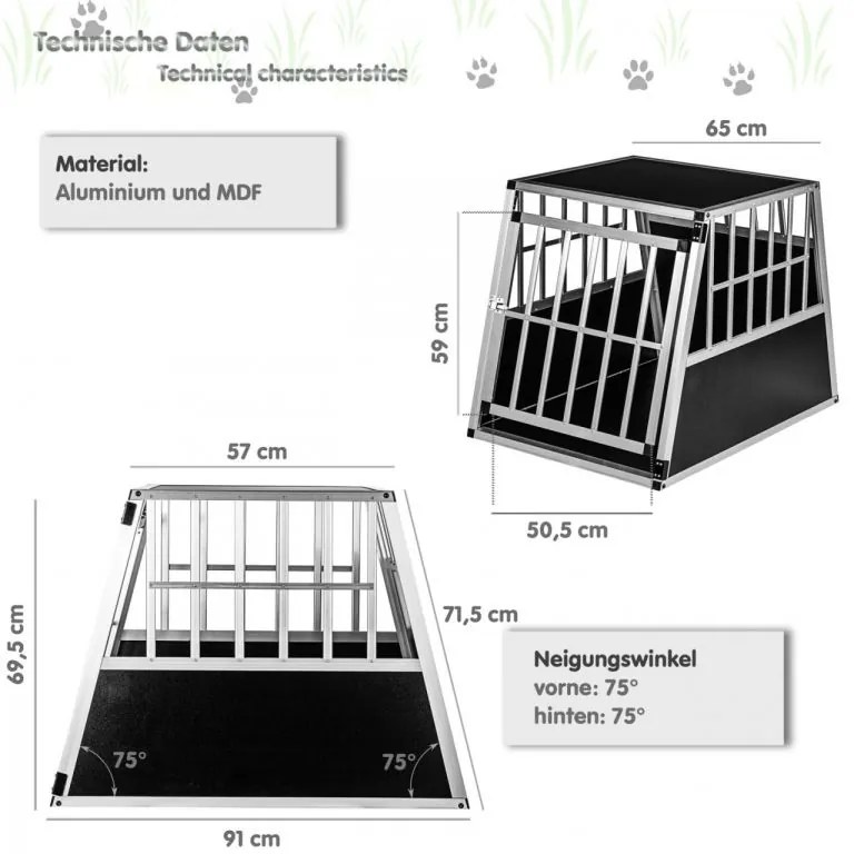 PETSTUFF Kutyaszállító box ALU 65 × 91 × 69,5 cm L