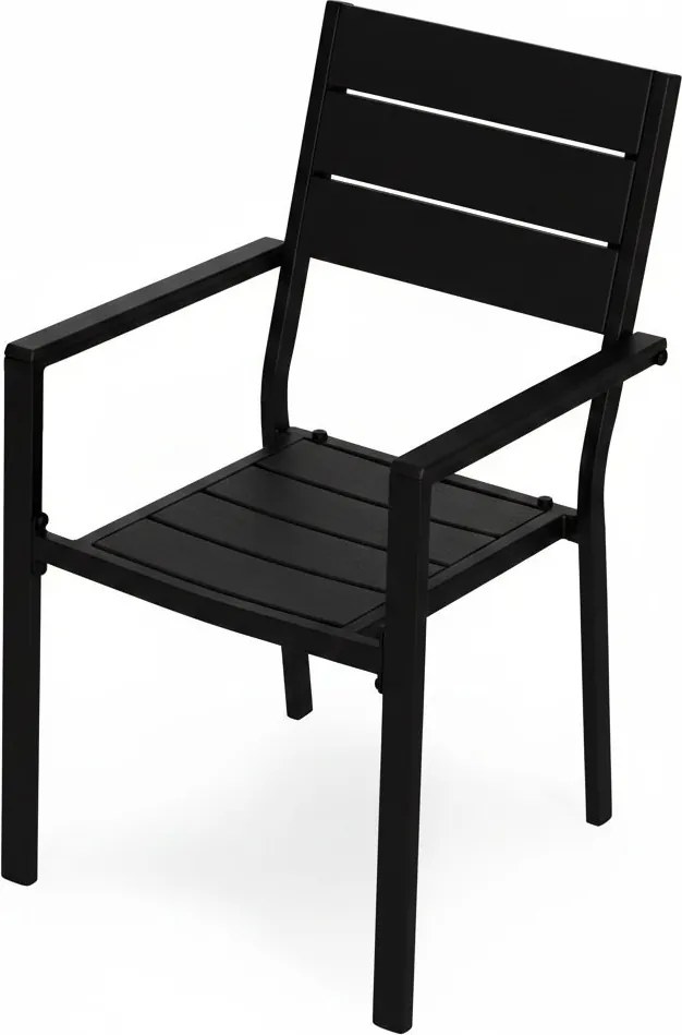 Kerti szék, MultiGarden YC-051KD-1, fekete, 54,5 x 52 x 89 cm, acél keret, HDPE ülő- és háttámla, 150 kg teherbírás, 2 db-os szett