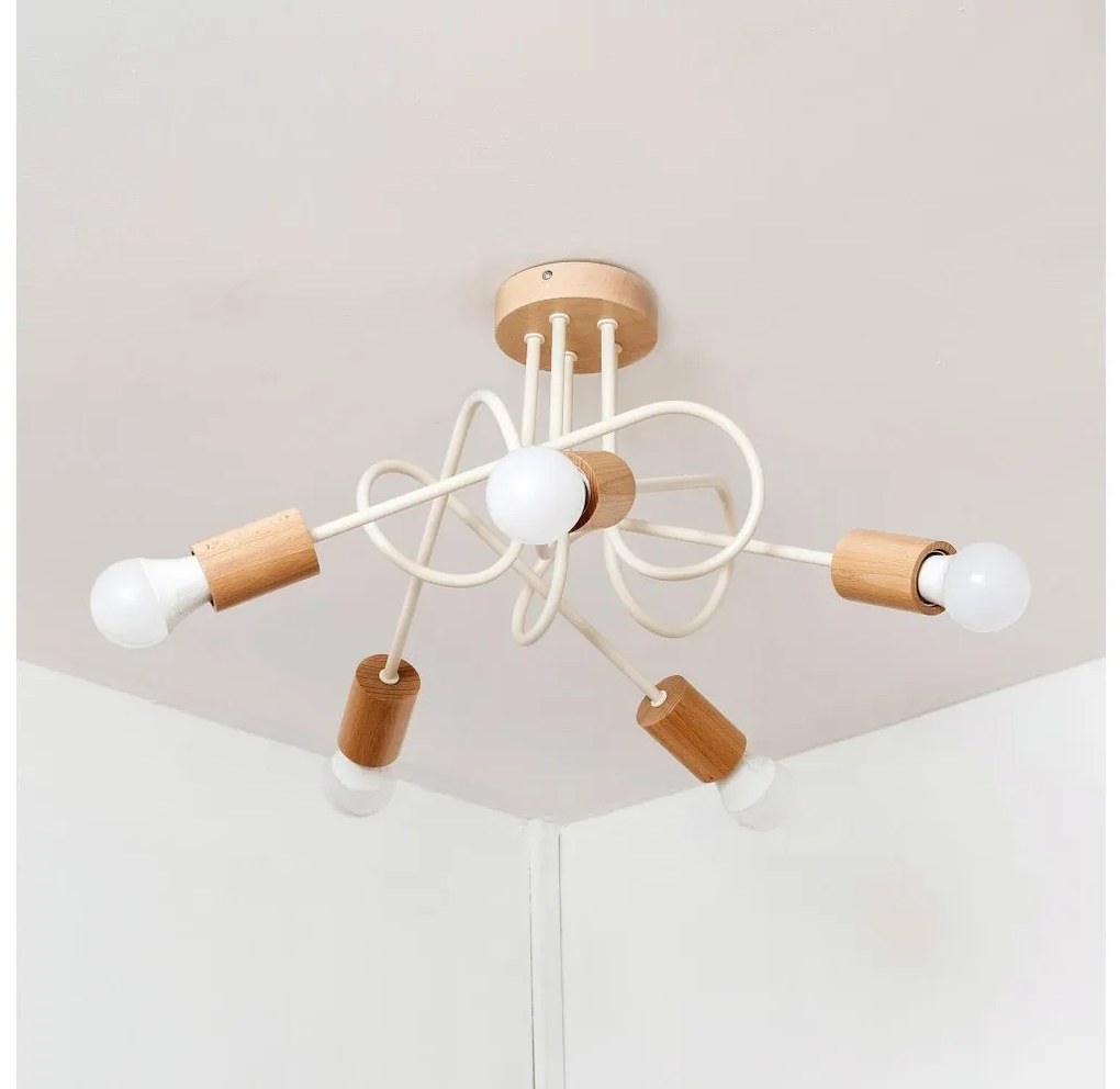 Felületre szerelhető csillár OXFORD 5xE27/15W/230V fenyő/krémszínű