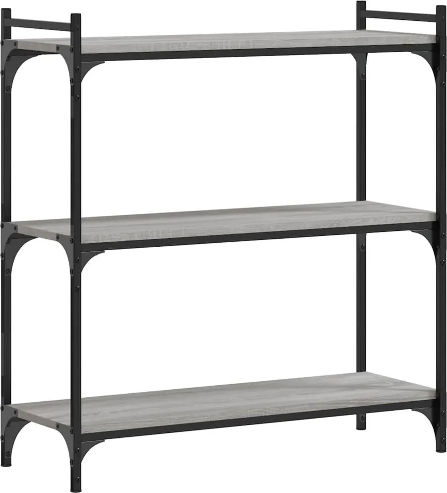 vidaXL 3 szintes szürke sonoma szerelt fa könyvespolc 80 x 30 x 86 cm