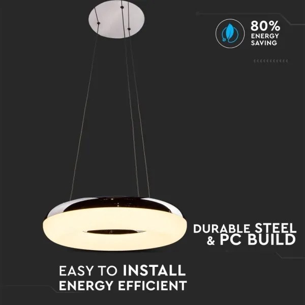 LED Csillár zsinóron LED/40W/230V 3000K átm. 40 cm fényezett króm