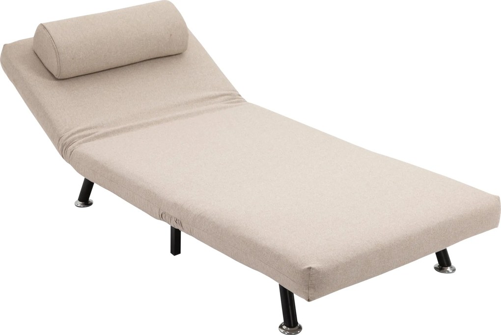 HOMCOM Kanapéágy, Összecsukható Szék Ágyfunkcióval, Hátpárnázott, Hajtogatható Fekvőszék, Állítható Támla, Max. 150 kg Teherbírás, Beige | Aosom