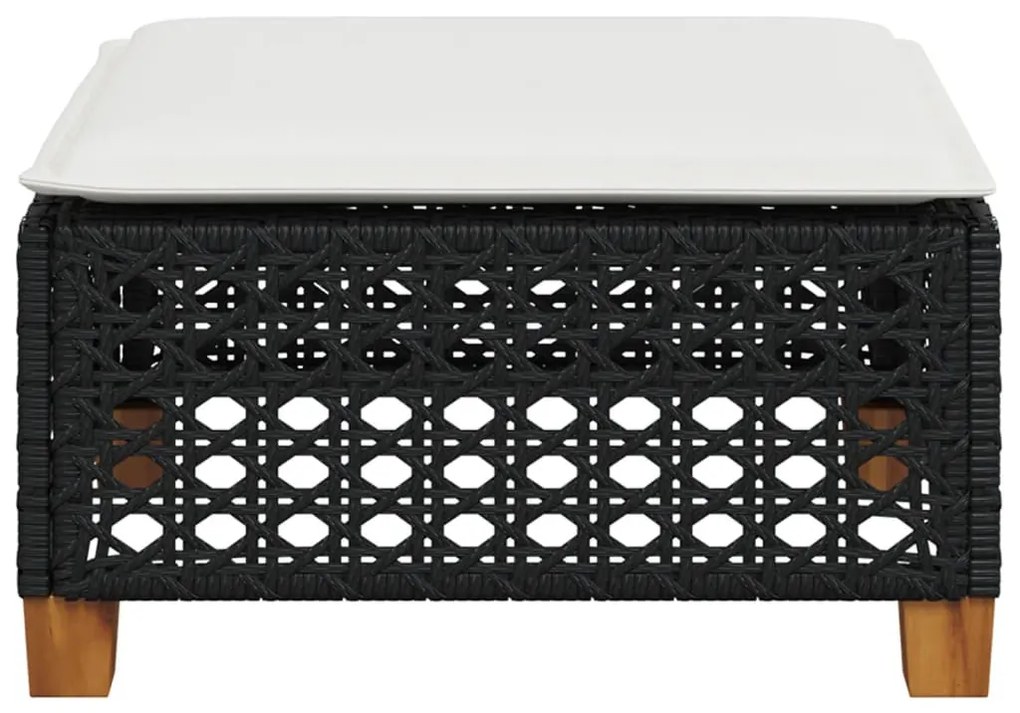 Fekete polyrattan kerti szék párnával 63,5 x 56 x 32 cm