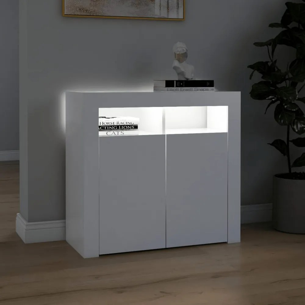 fehér tálalószekrény LED-világítással 80 x 35 x 75 cm