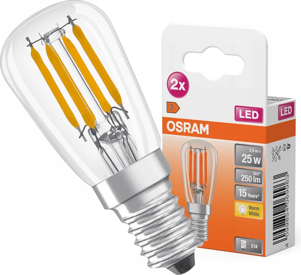 Led izzó T26 Tubusos E14 2.8W 25W 2700K Meleg 300° Special 2 db