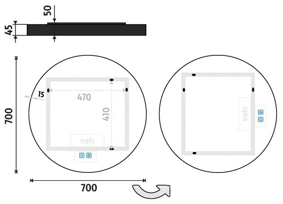 NIMCO ZPC 31001RVX-90 - LED Fürdőszobai tükör háttérvilágítással 3000-6500K 70 cm IP44