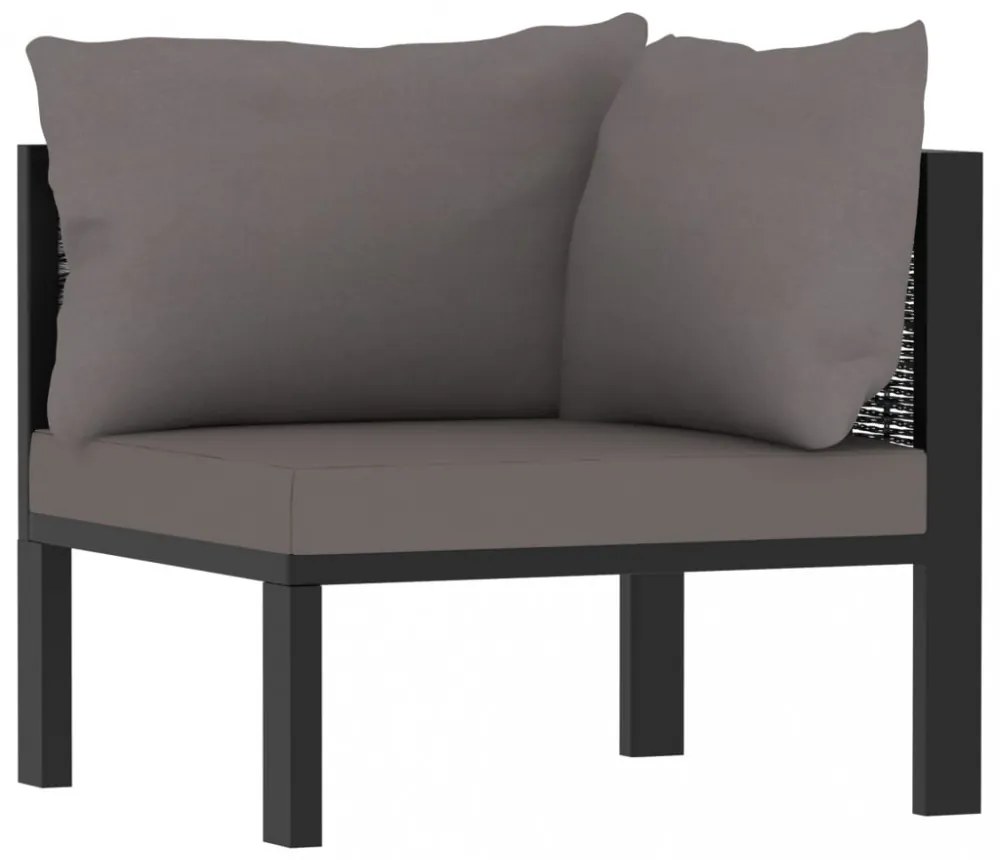 9 részes antracitszürke kerti polyrattan ülőgarnitúra párnákkal