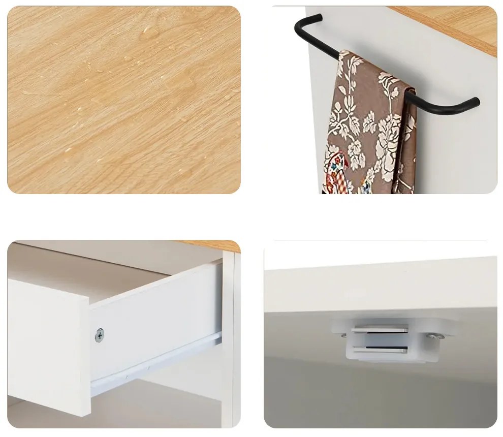 Gurulós tálalókocsi oldalán 3 fűszertartóval