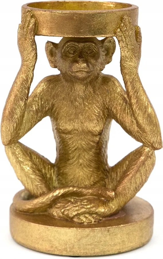 Gyertyatartó Majom Gorilla Arany 20cm 1 Gyertyához
