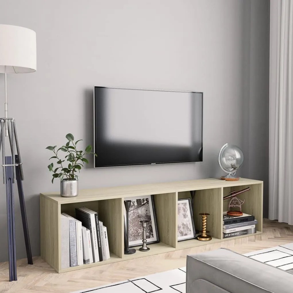 sonoma tölgy színű könyv-/TV-szekrény 143 x 30 x 36 cm