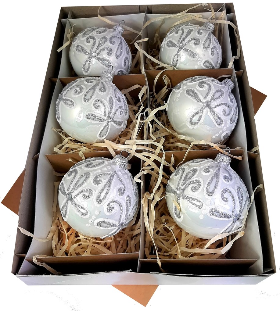 Üveg karácsonyfadísz 6 db 8 cm Prémium