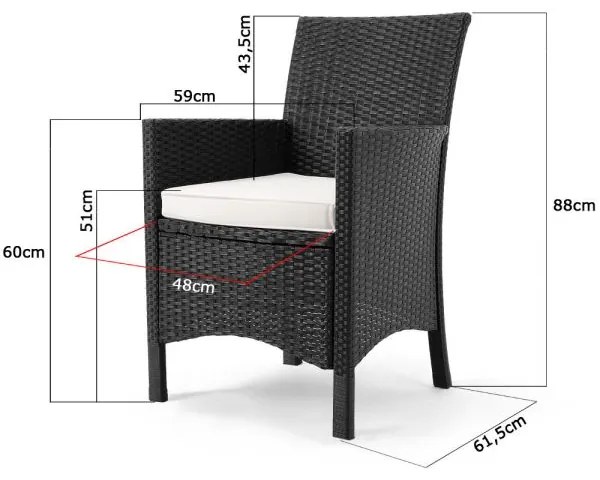 Casaria® Kerti rattan szett Berlin 1+8 - fekete/fa