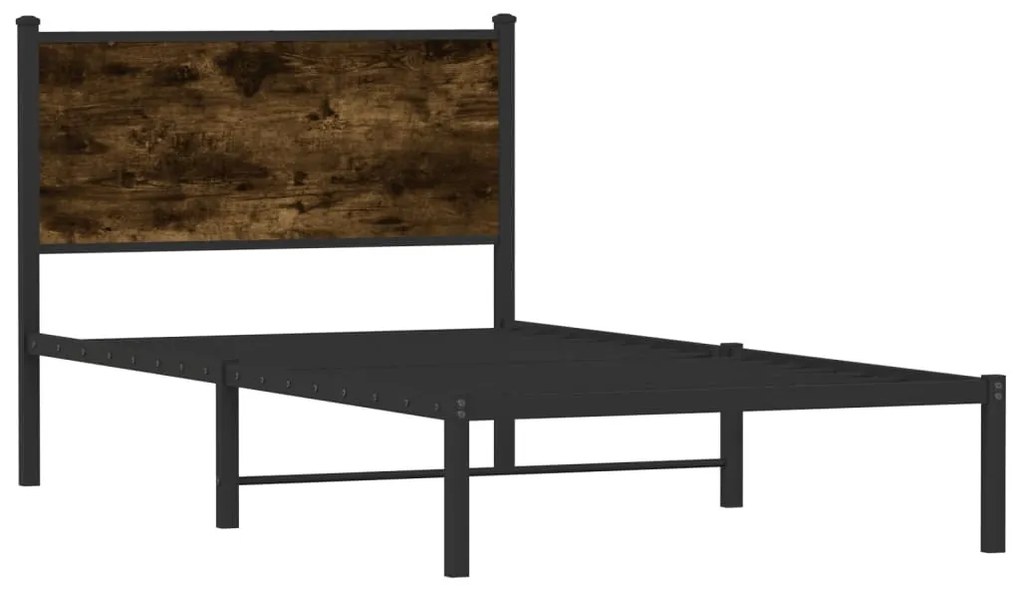 füstös tölgy színű fém ágykeret matrac nélkül 100 x 190 cm
