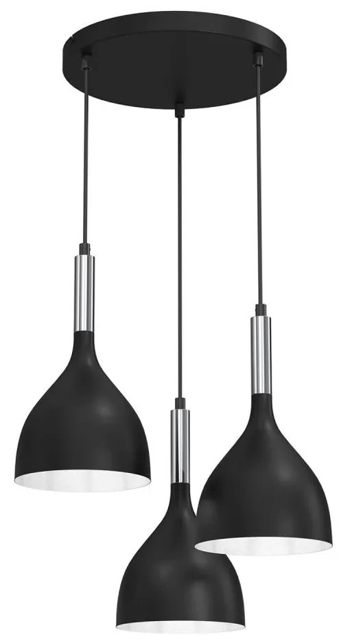 Csillár zsinóron NOAK 3xE27/15W/230V fekete/króm