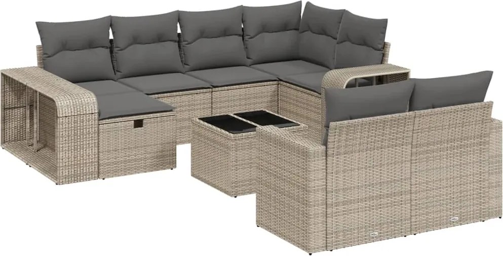 vidaXL 11 részes szürke polyrattan kerti ülőgarnitúra párnákkal