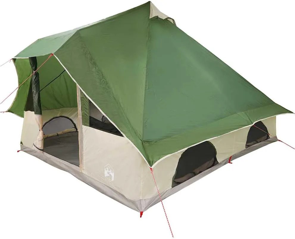 vidaXL Tipi sátor tetővel tárolóval Zöld 358 x 296 x 258 cm taft