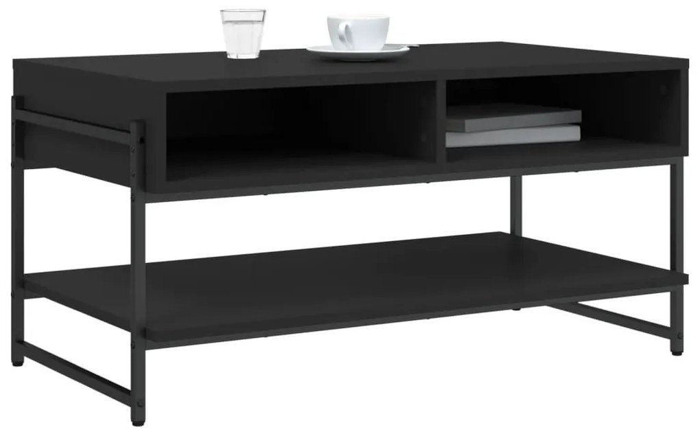 Fekete szerelt fa dohányzóasztal 90 x 50 x 45 cm