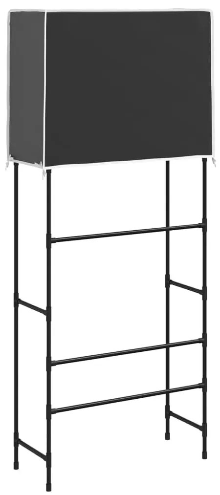 2 szintes fekete mosógép feletti tárolóállvány 71x29,5x170,5 cm