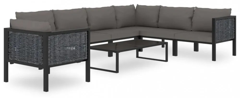 8 részes antracitszürke kerti polyrattan ülőgarnitúra párnákkal