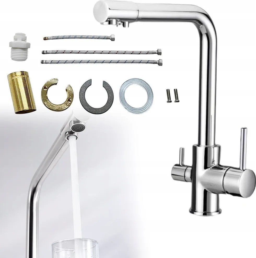 Háromutas Konyhai Csaptelep Flexibilis Kifolyócső Forgatható Csaptelep 360 Hajlékony