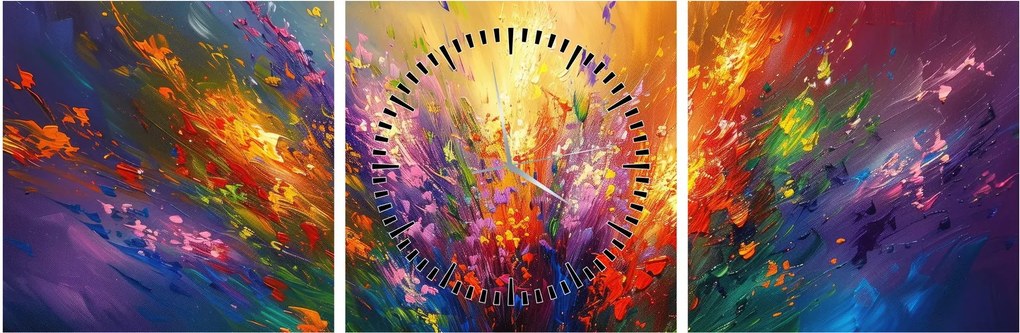 Kép - A virágok absztrakciója (órával) (90x30 cm)