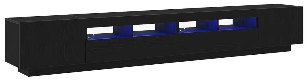 TV Szekrény LED Fénnyel Fekete Tölgy 260x35x40 cm Összeszerelve