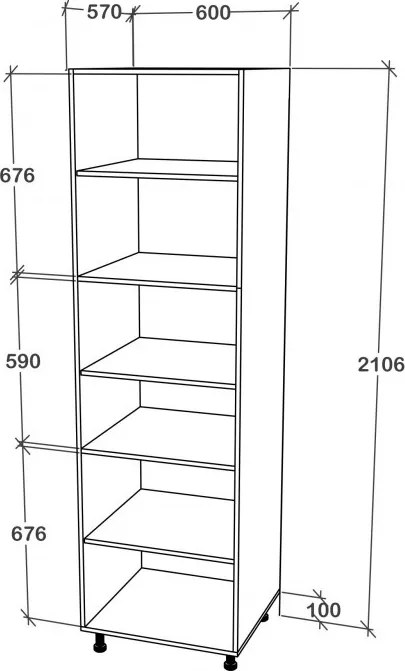 Benita Magas konyhaszekrény Bronz Tölgy-Fehér 60x57x210 cm N