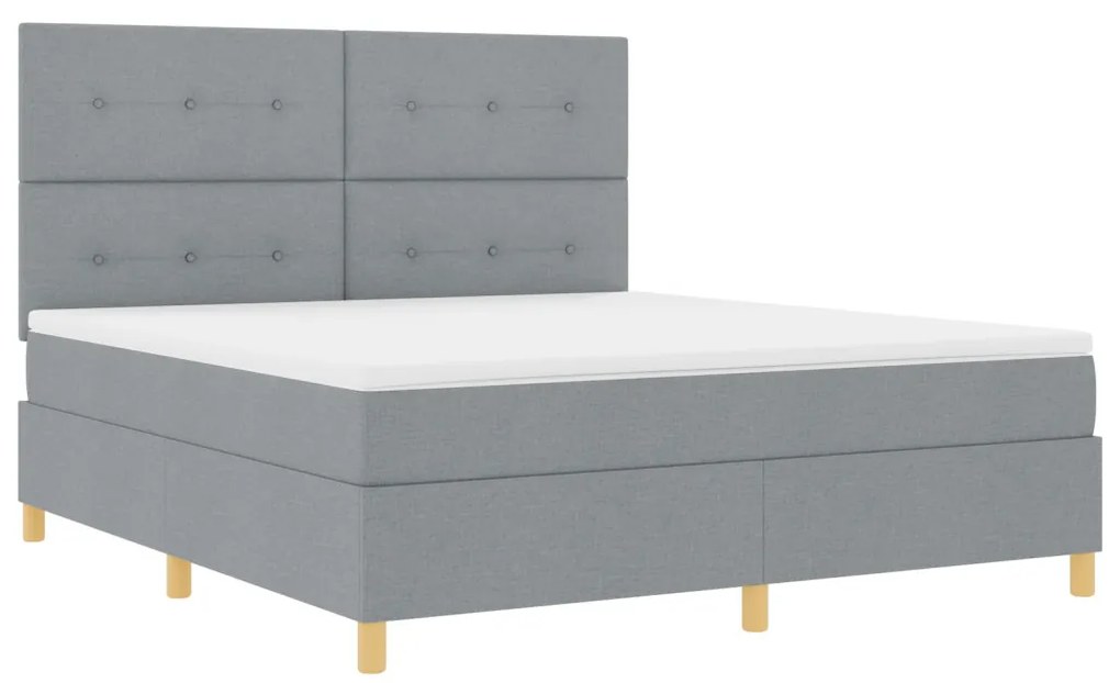 Boxspring ágy matraccal és LED világítással, világosszürke 180x200 cm Szövet