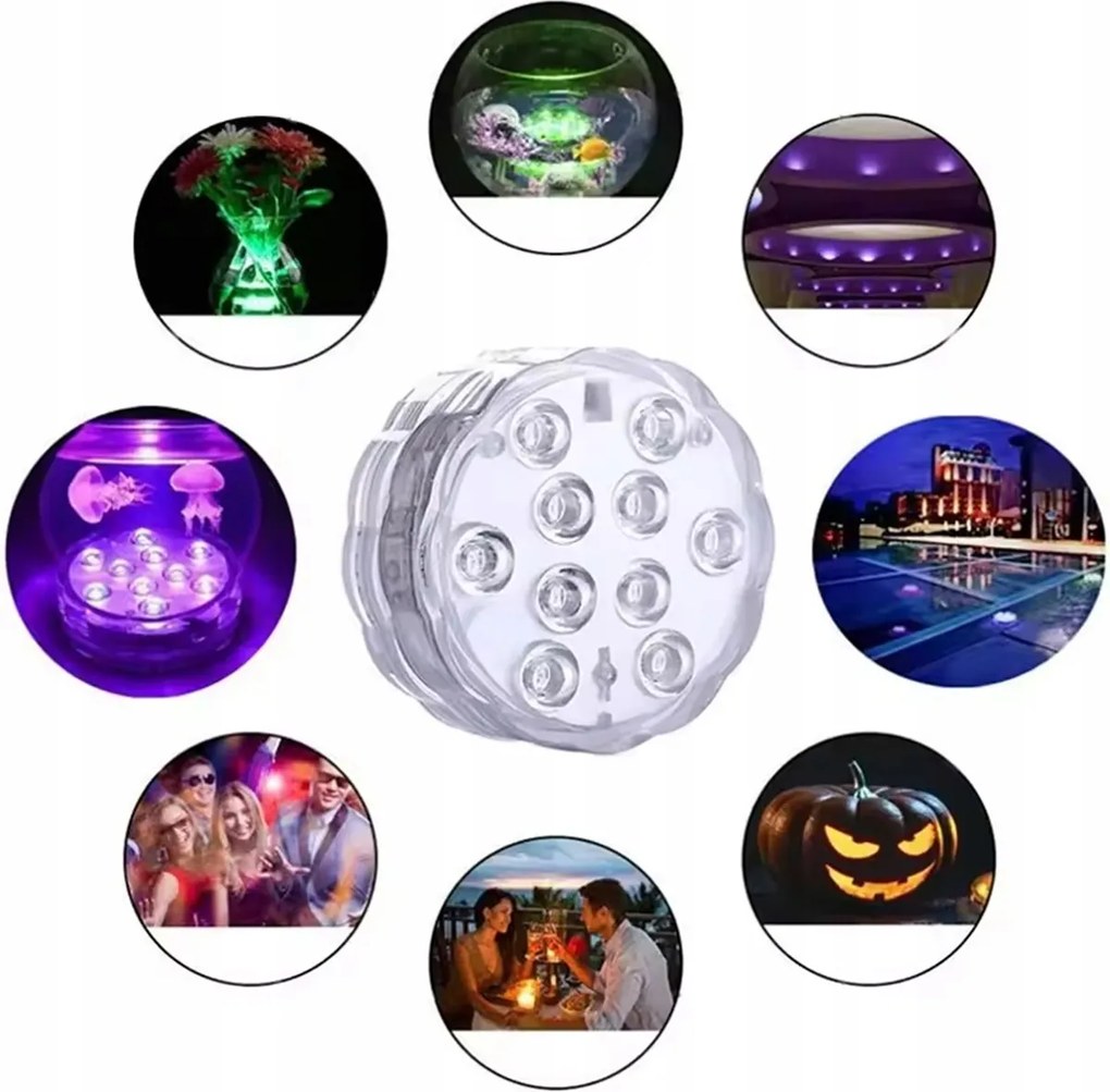 Elemes Vízálló Lámpa Medence Jakuzzi Kerti Akvárium Távirányítóval