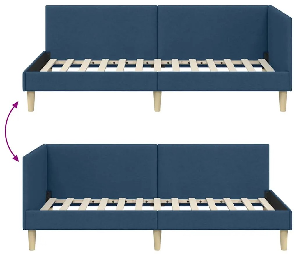 Sarokágy keret Egyéb Kék 100 x 200 cm Szövet és Mérnöki Fa