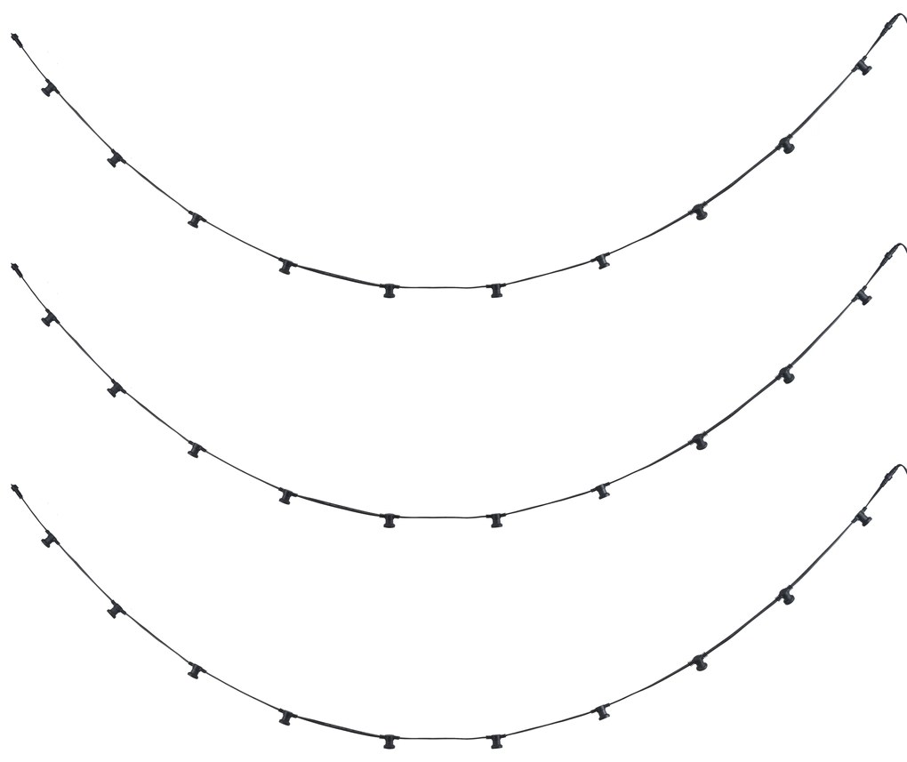 Összekapcsolható fekete fényfüzér dugóval 14m 30 izzóval IP44 - Lubber