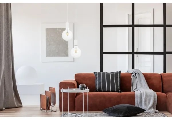 Csillár zsinóron MIROS 2xE27/60W/230V kerek fehér