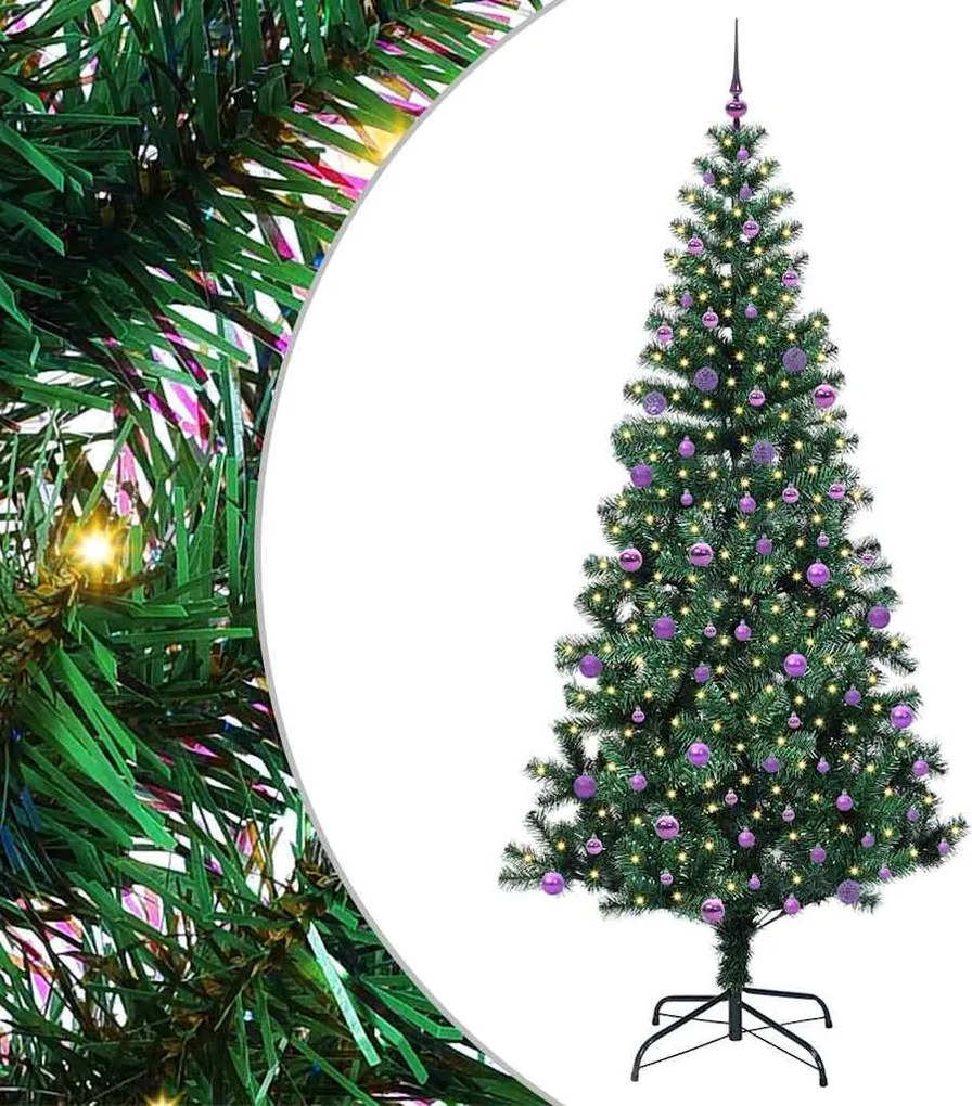 vidaXL Mesterséges, előre világított karácsonyi fa Zöld 240 cm