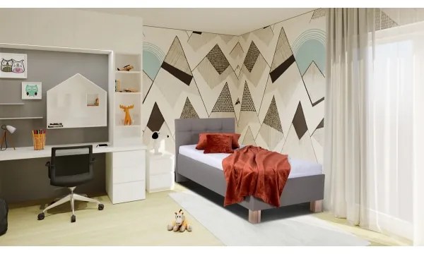 Kárpitozott tárolós ágy, matrac nélkül MARIA ONE 90x200 cm taupe