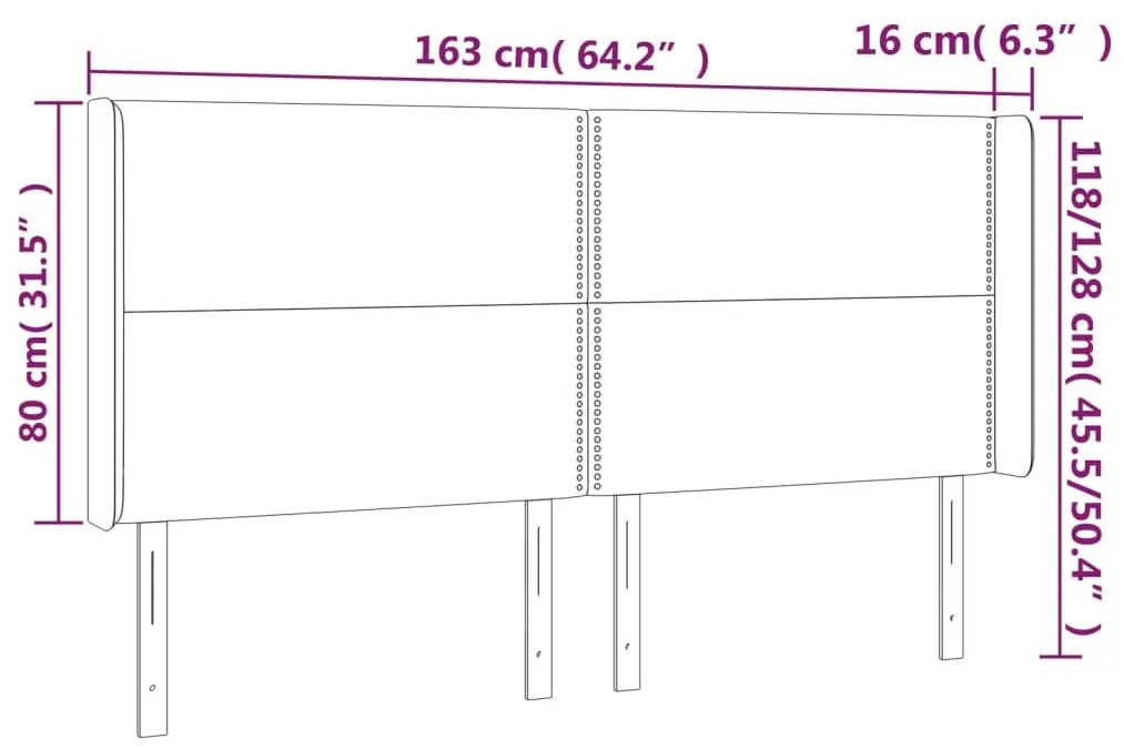 fehér műbőr LED-es fejtámla 163x16x118/128 cm