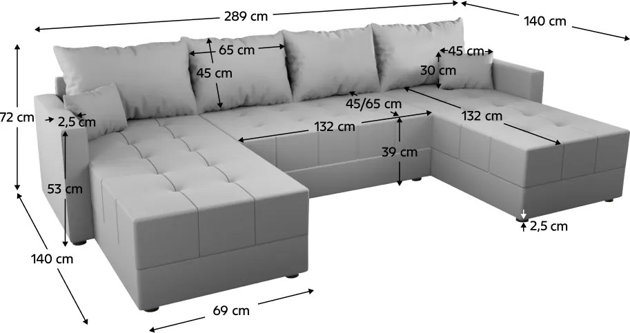 Univerzális ülőgarnitúra, szürke, DUAN U UNI