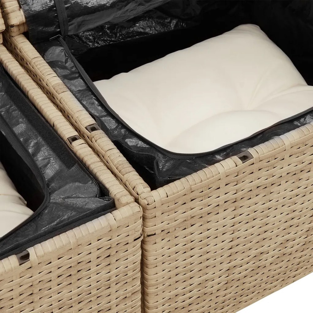 vidaXL 6 darabos Kerti Kanapé Szett Párnákkal Bézs Polyrattan