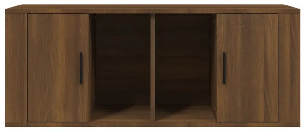 barna tölgyszínű szerelt fa TV-szekrény 100 x 35 x 40 cm