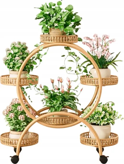 Virágágyás Fém Állvány Kerekekkel Loft Növények 75 cm