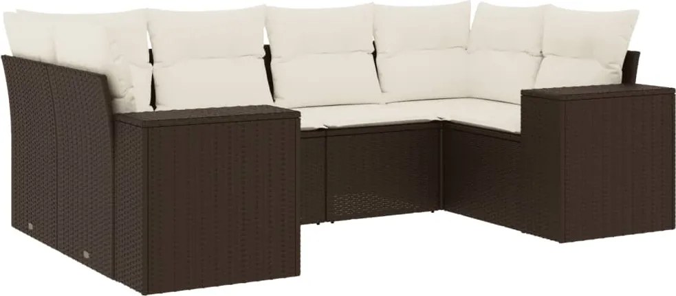 vidaXL 6 részes barna polyrattan kerti ülőgarnitúra párnával