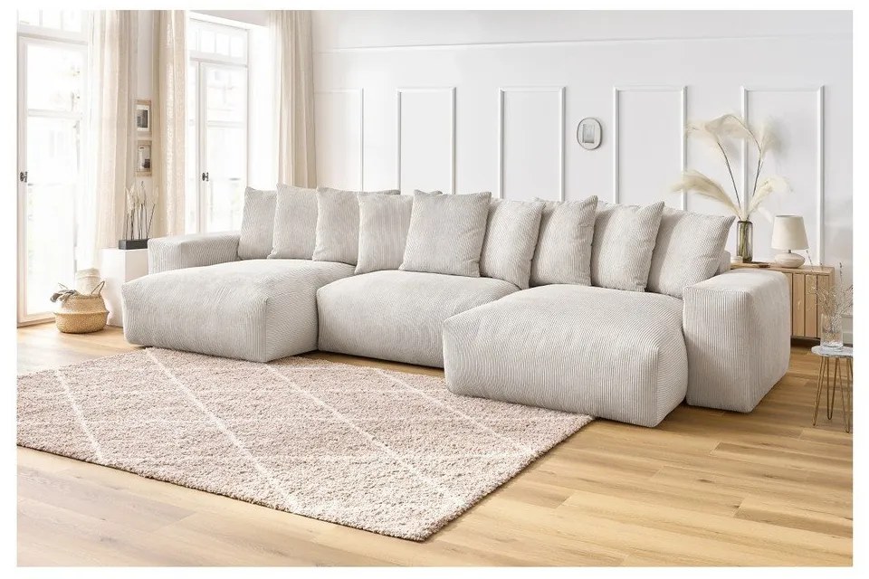 Krémszínű kordbársony sarokkanapé Voltaire – Bobochic Paris