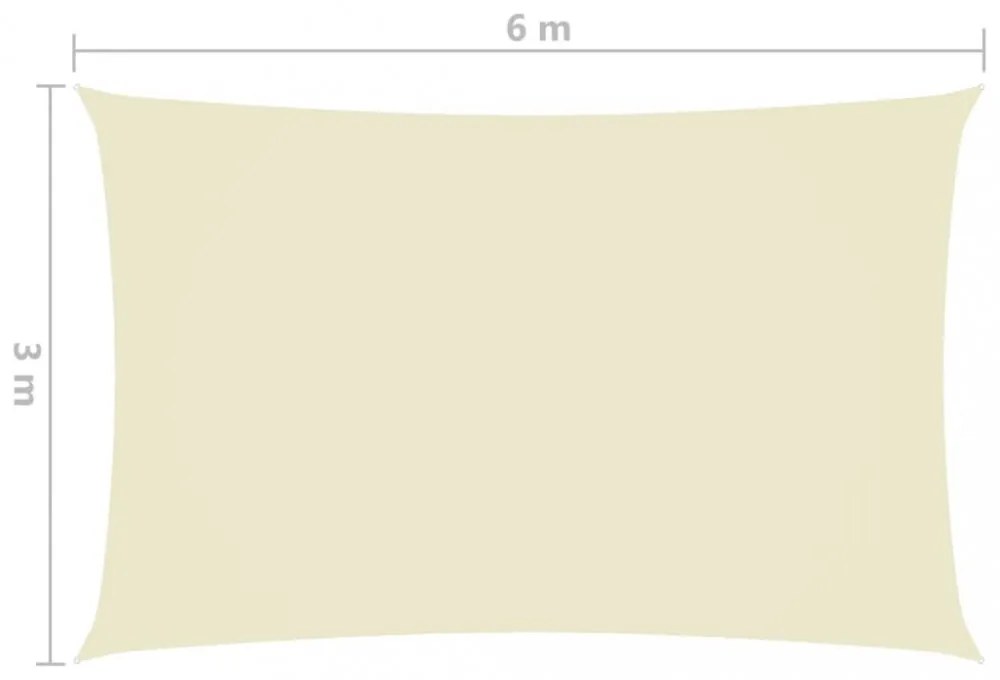 krémszínű téglalap alakú oxford-szövet napvitorla 3 x 6 m