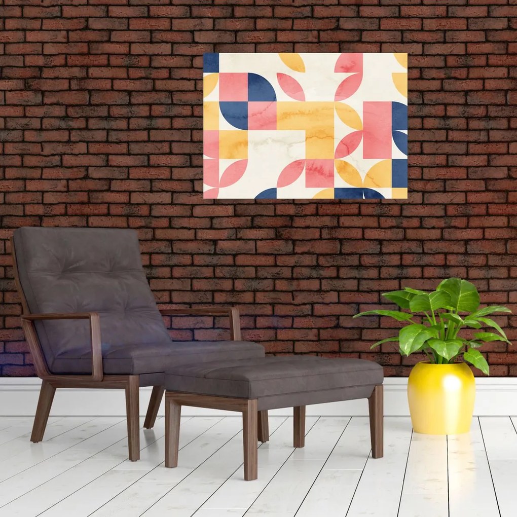 Üveg kép - Absztrakció retro mintákkal (70x50 cm)
