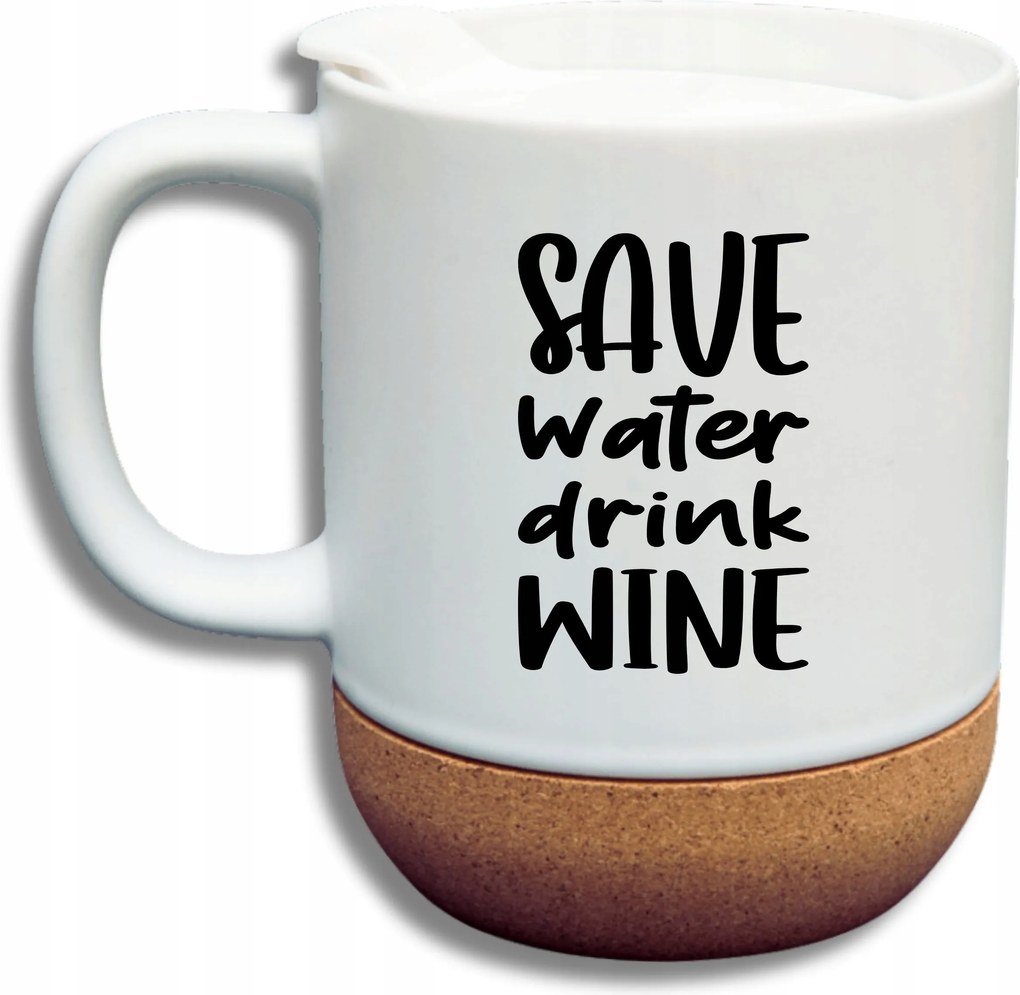 Fehér Bögre Parafa Vicces Ajándék Save Water Drink Wine